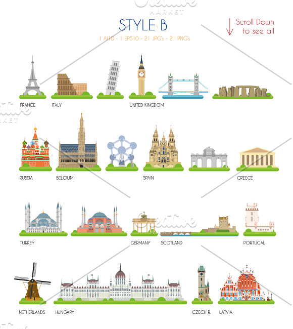 21x Monuments of Europe in Illustrations - product preview 2