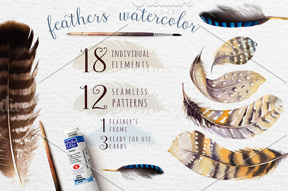 Watercolor BOHO feather DIY_5 in Illustrations - product preview 4