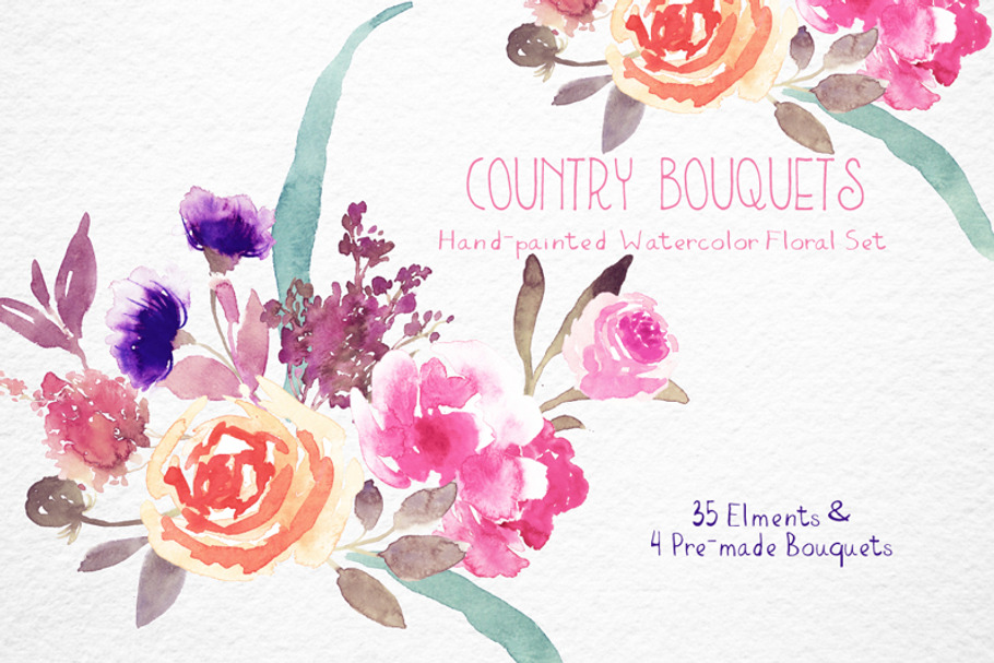 Country Bouquets - Watercolor Floral in Illustrations - product preview 8