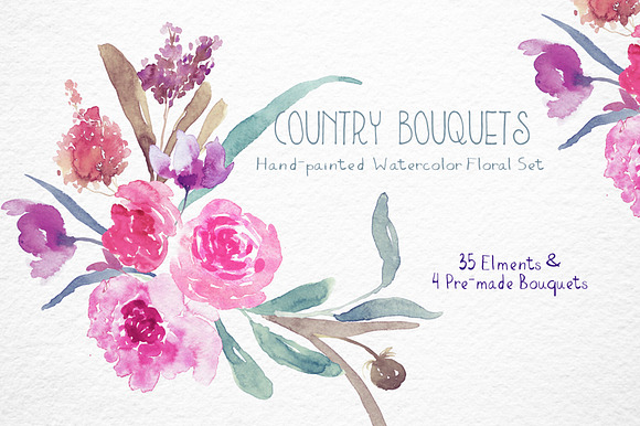 Country Bouquets - Watercolor Floral in Illustrations - product preview 1