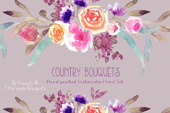 Country Bouquets - Watercolor Floral in Illustrations - product preview 2