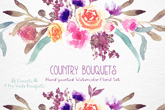 Country Bouquets - Watercolor Floral in Illustrations - product preview 3