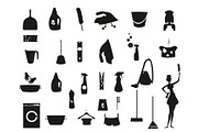 Silhouette Laundry and Washing Icons
