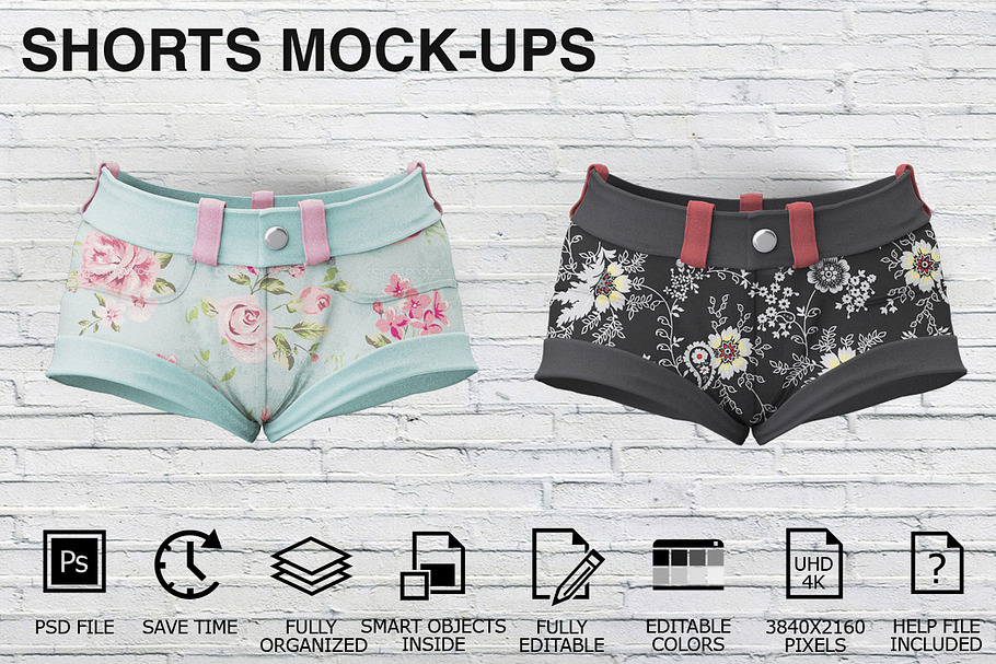 Shorts Mockups - Woman Clothing in Product Mockups - product preview 8
