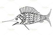 Tangle Patterns stylized Fish.
