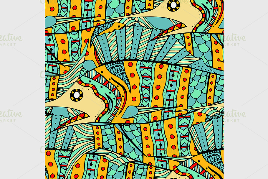 Tangle Patterns fish background in Graphics - product preview 8