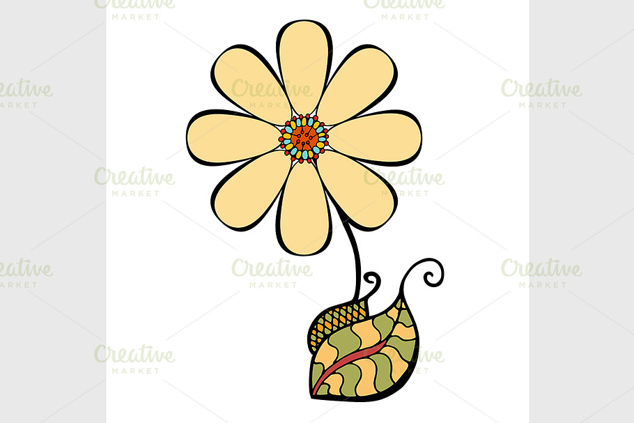 colored doodle flower in Graphics - product preview 8