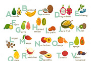 Fruits abc vector, fruit alphabet