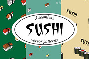 Sushi. Vector seamless patterns