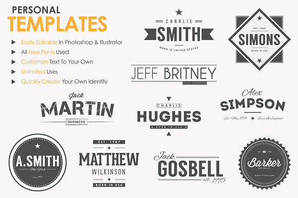 10 Personal Name Logos Vol. 2 in Logo Templates - product preview 1