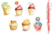 Watercolor Cupcake Clip Art