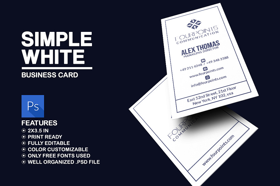 Simple White Business Card in Business Card Templates - product preview 8