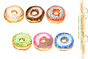 Watercolor Donuts Clip Art