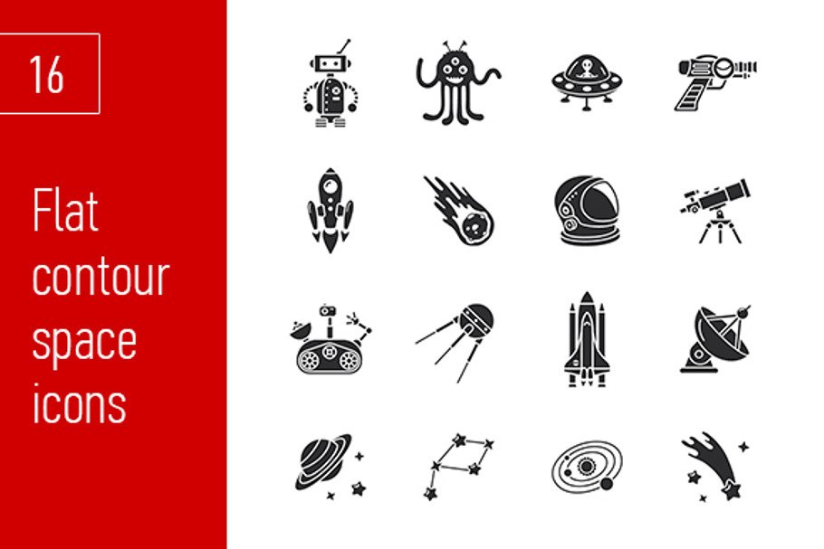 sixteen stylish space icons in Space Icons - product preview 8