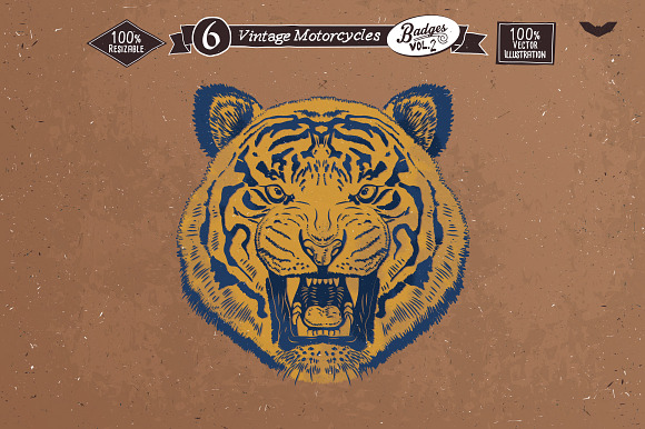 6 Vintage Motorcycles Badges Vol.2 in Logo Templates - product preview 3