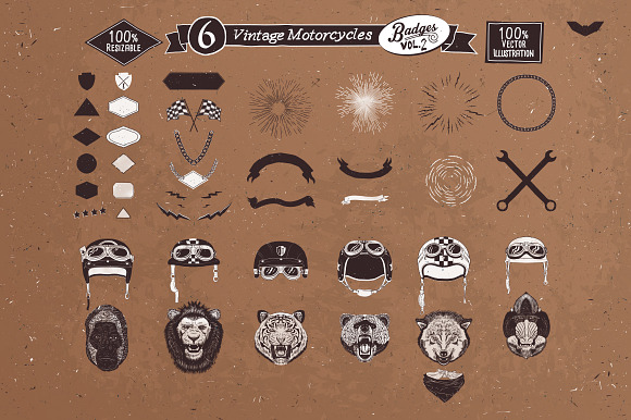 6 Vintage Motorcycles Badges Vol.2 in Logo Templates - product preview 4