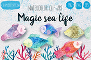 Magic sea life watercolor set
