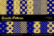 Seaside Digital Papers Gold And Blue