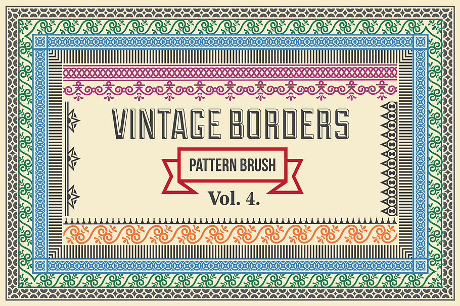 Vintage Borders Pattern Brushes 4 in Photoshop Brushes - product preview 8