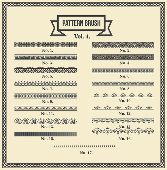 Vintage Borders Pattern Brushes 4 in Photoshop Brushes - product preview 3