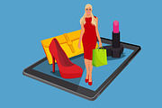 online shopping, fashion, vector