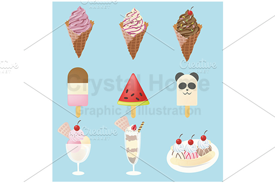 Ice cream icon collection set