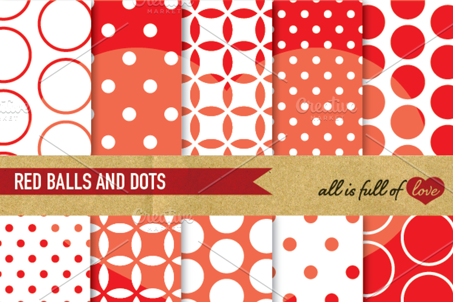 Red Patterns Polka Dots Paper Pack