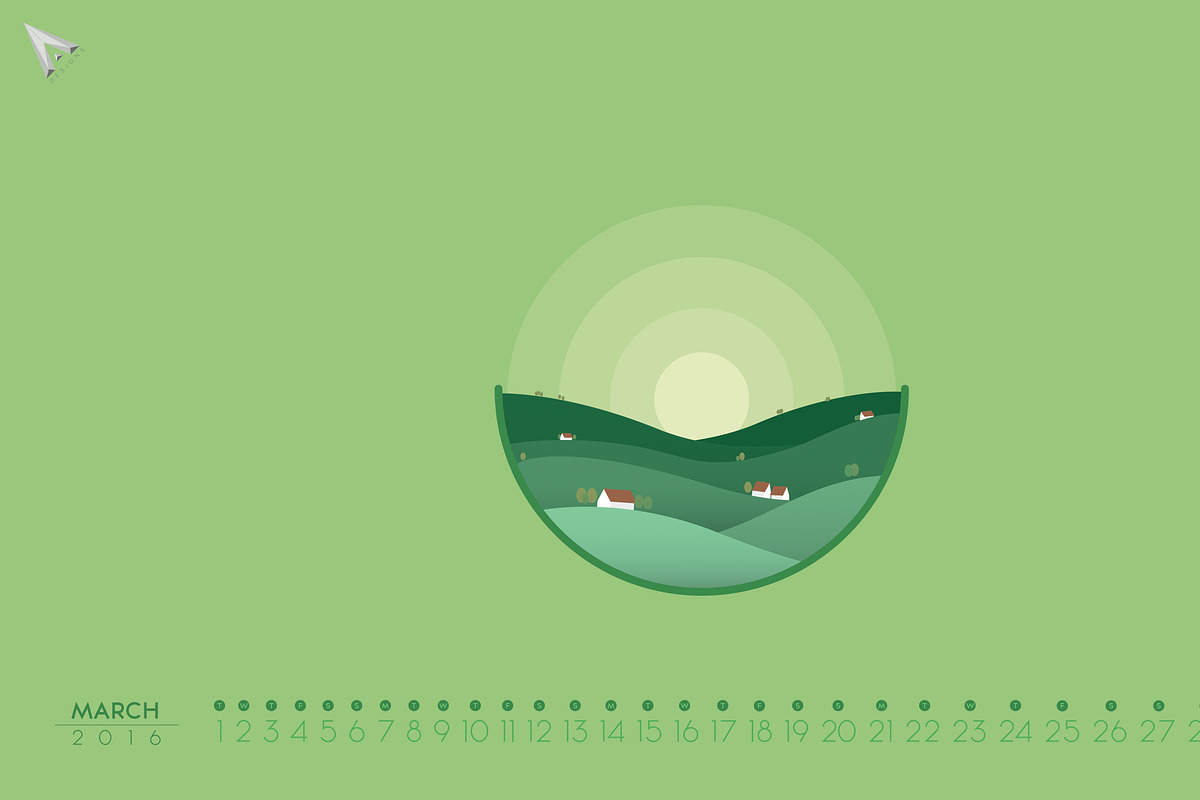 2016 Minimalist Calendar | March in Illustrations - product preview 8