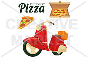 Delivering pizza on moped 