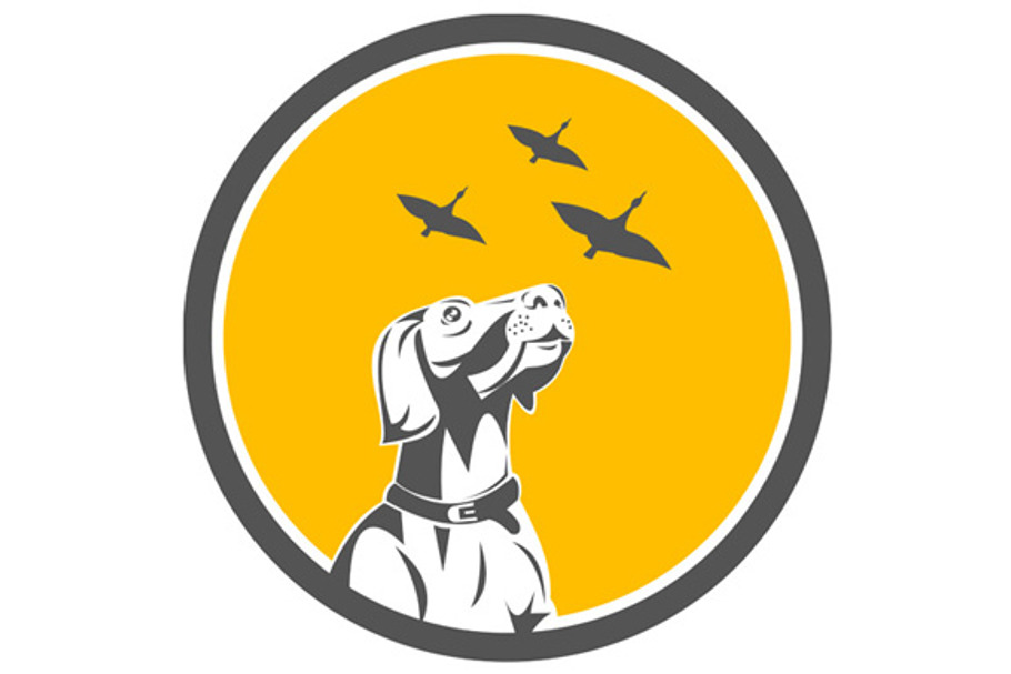English Pointer Dog Looking at Geese in Illustrations - product preview 8