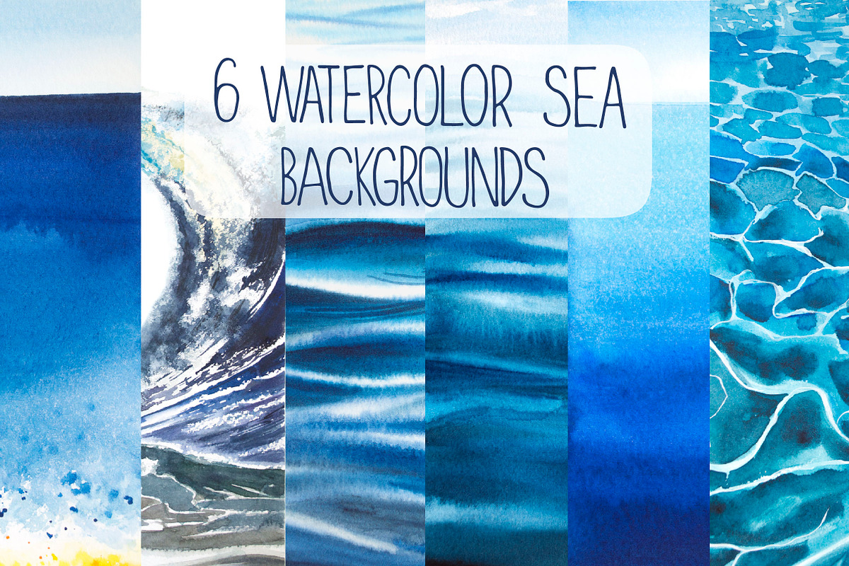 6 watercolor SEA backgrounds in Illustrations - product preview 8