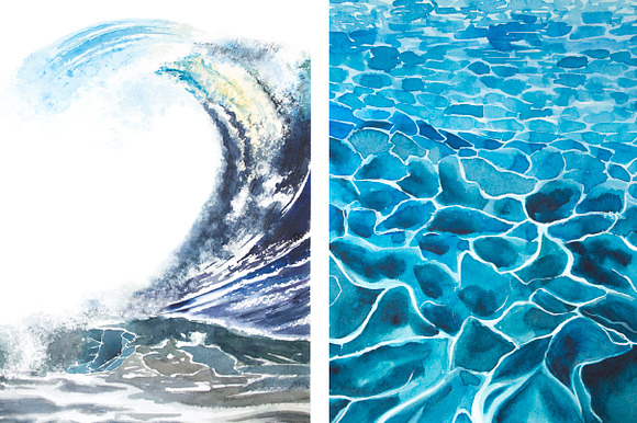 6 watercolor SEA backgrounds in Illustrations - product preview 3
