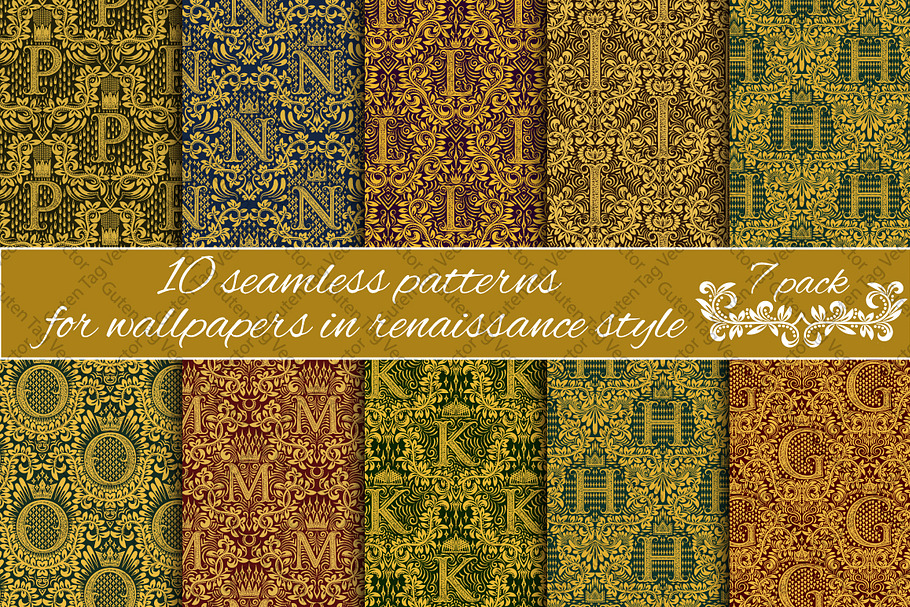 Renaissance seamless patterns Pack 7