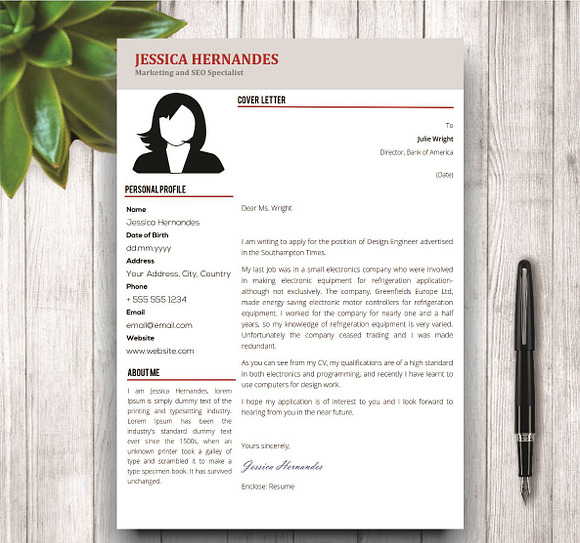 Clean Resume Template + Cover Letter in Letter Templates - product preview 2