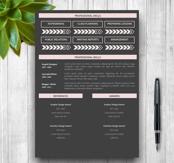 Dark Resume Template + Cover Letter in Letter Templates - product preview 1