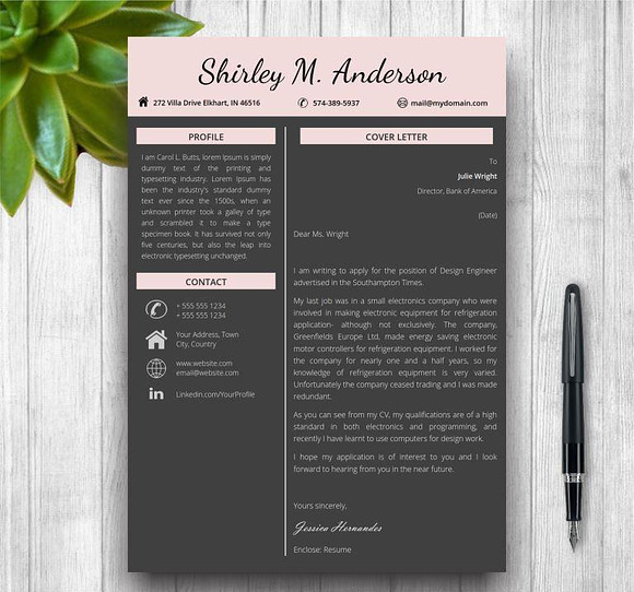 Dark Resume Template + Cover Letter in Letter Templates - product preview 2