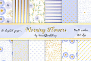 Blue Flowers Digital Paper. 12x12