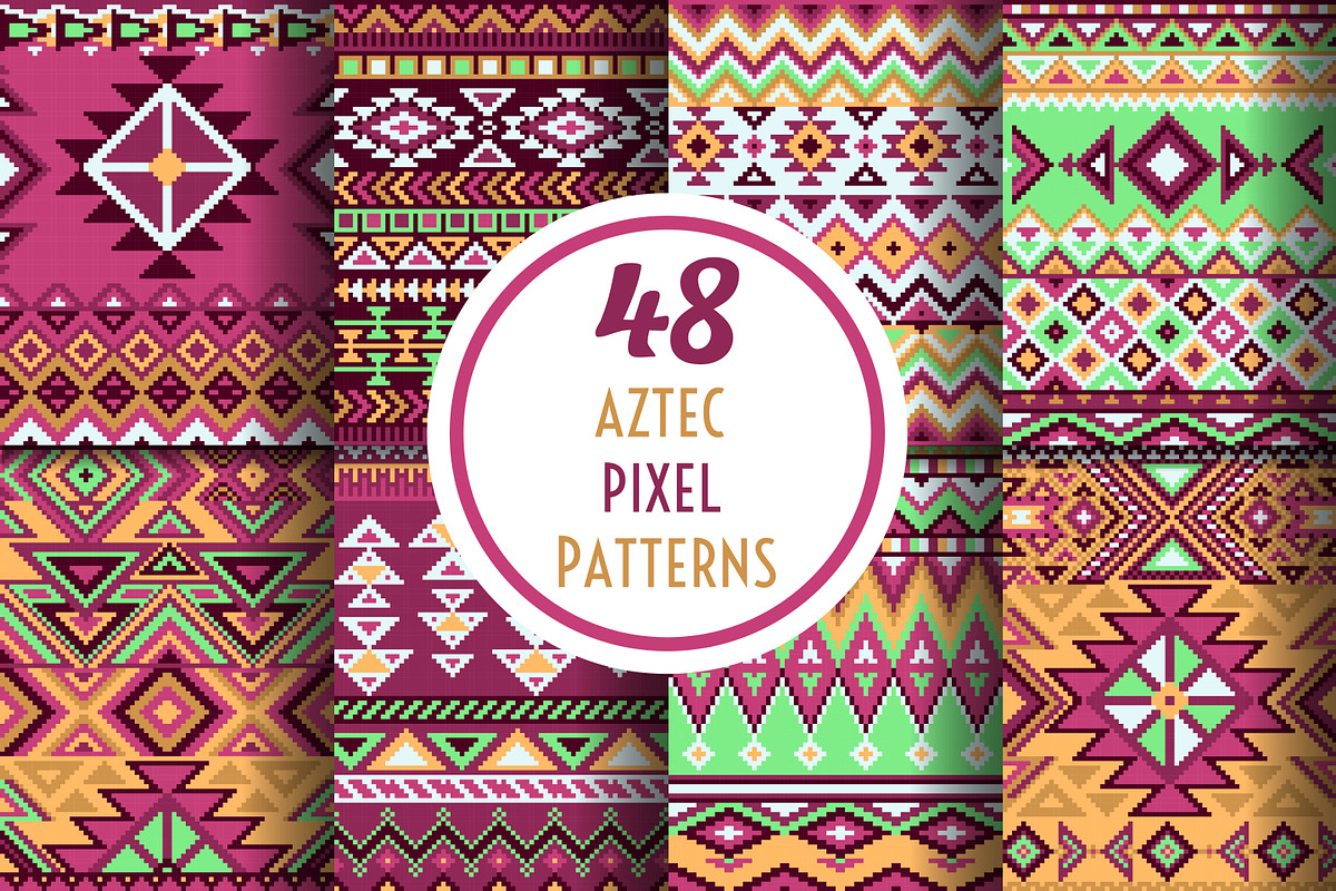 48 Aztec pixel seamless patterns in Patterns - product preview 8