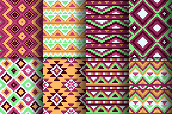 48 Aztec pixel seamless patterns in Patterns - product preview 2