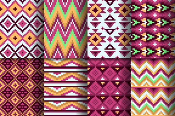 48 Aztec pixel seamless patterns in Patterns - product preview 3
