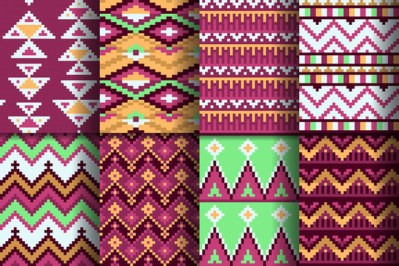 48 Aztec pixel seamless patterns in Patterns - product preview 4