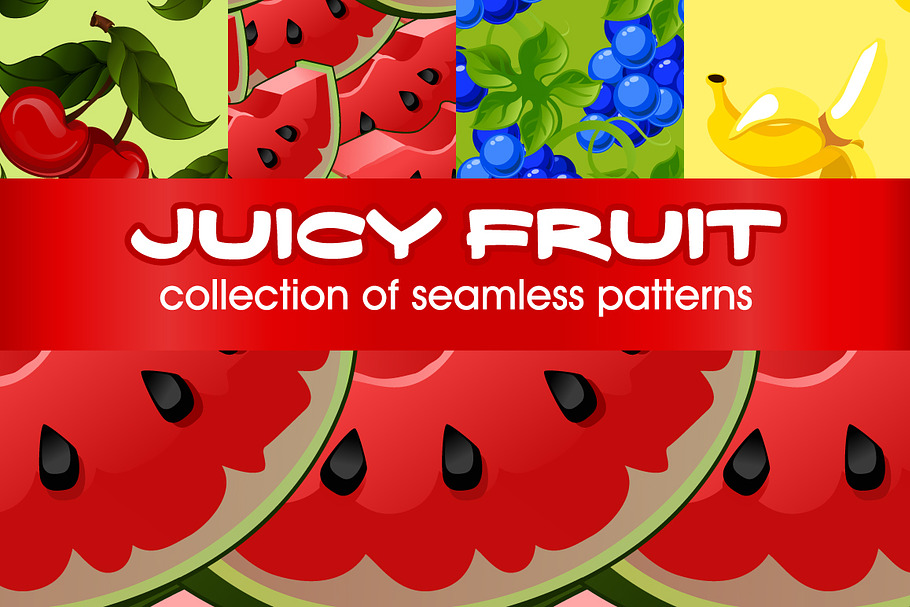 Juicy fruit seamless patterns in Patterns - product preview 8