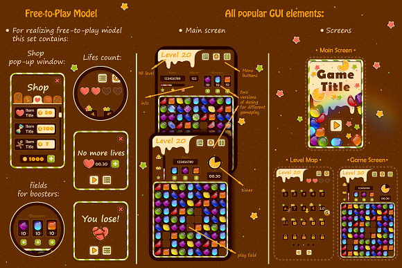 Graphic Assets for Match 3 Game in Illustrations - product preview 3