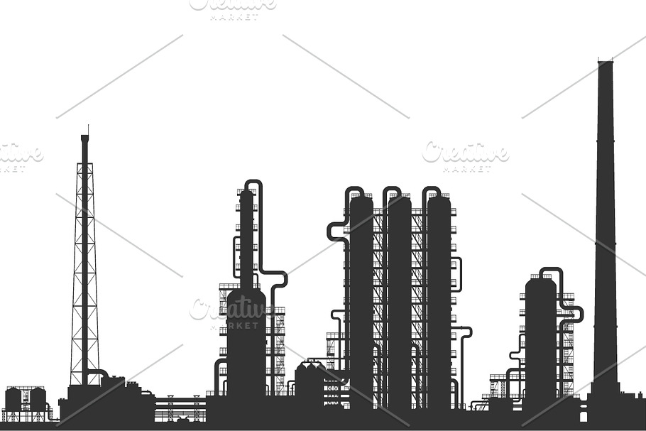 Oil and gas refinery plant vector in Illustrations - product preview 8