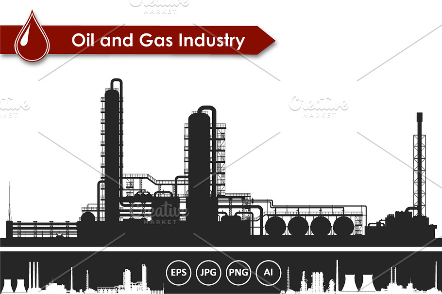 Oil and gas refinery vector set in Illustrations - product preview 8