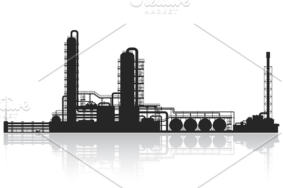 Oil and gas refinery vector set in Illustrations - product preview 1