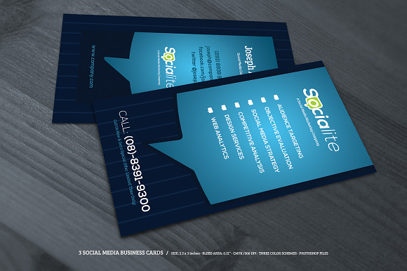 3 Social Media Business Cards in Business Card Templates - product preview 1