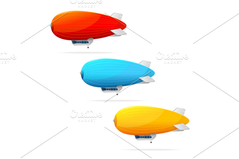 Set of Dirigible Balloon and Text.  in Objects - product preview 8