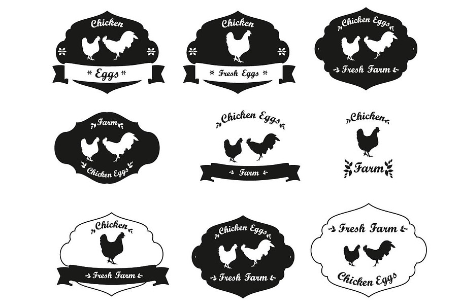 Chicken farm labels collection