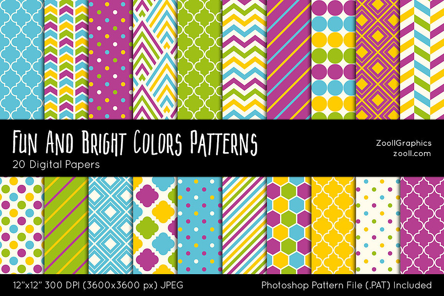 Fun And Bright Colors Digital Papers in Patterns - product preview 8